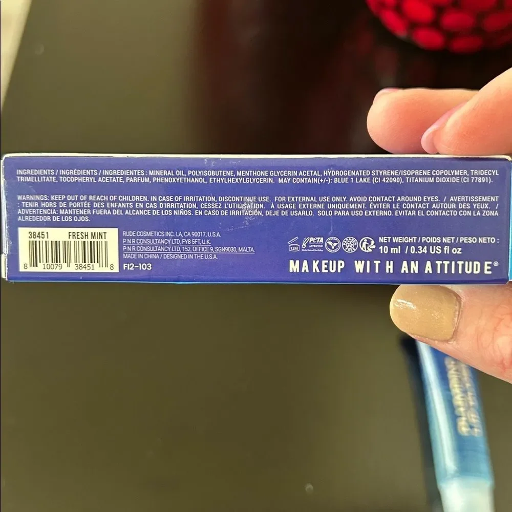 Rude Cosmetics x Mentos Beauty Plumping Lip Gloss - Clean Mint NIB